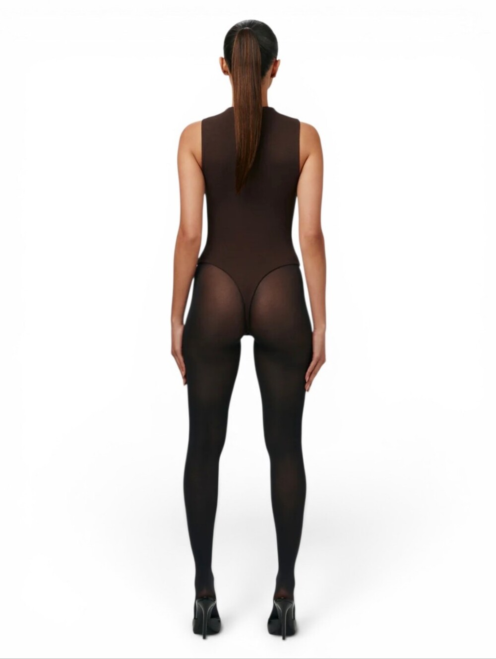 Naked Wardrobe Sculpted Streetwear Thong Bodysuit Brown Size S NWT Sleeveless - Picture 8 of 15